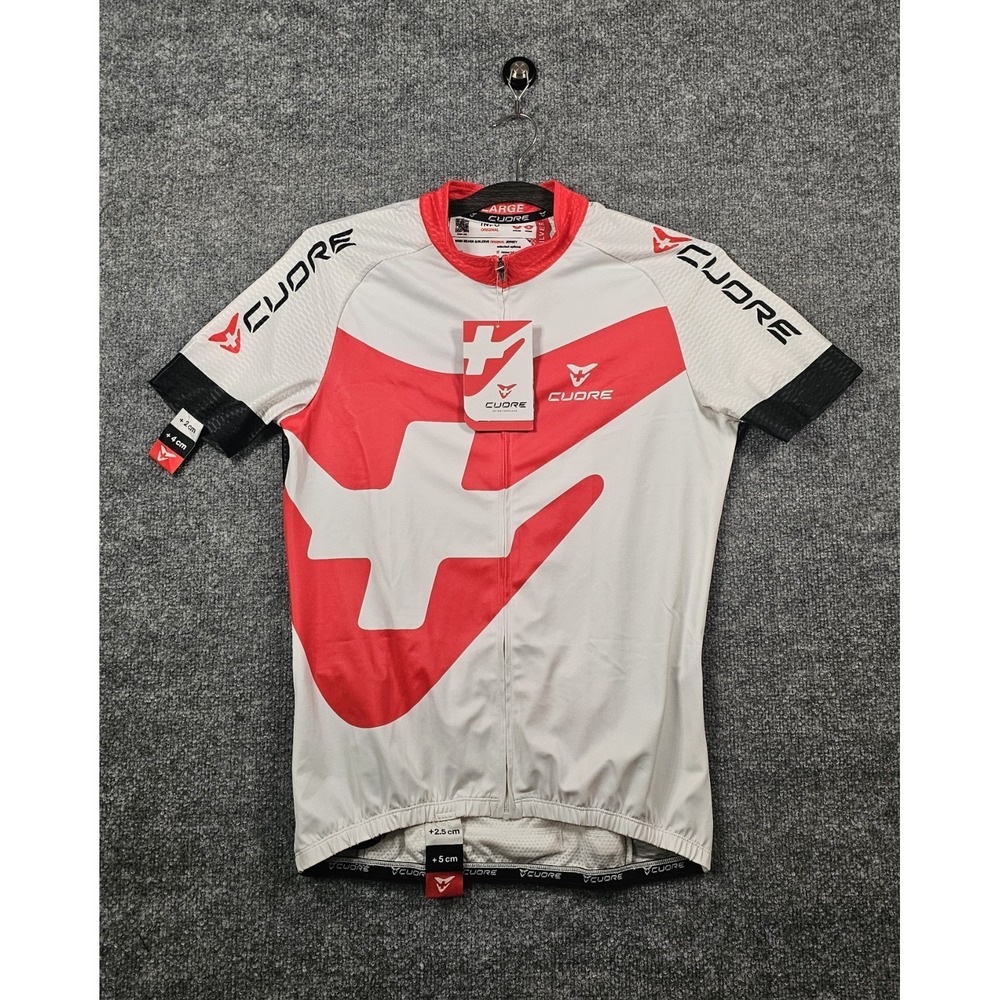 Cuore Cycling Silver Short Sleeve Jersey Women's‎ Size Large Pockets Full Zip